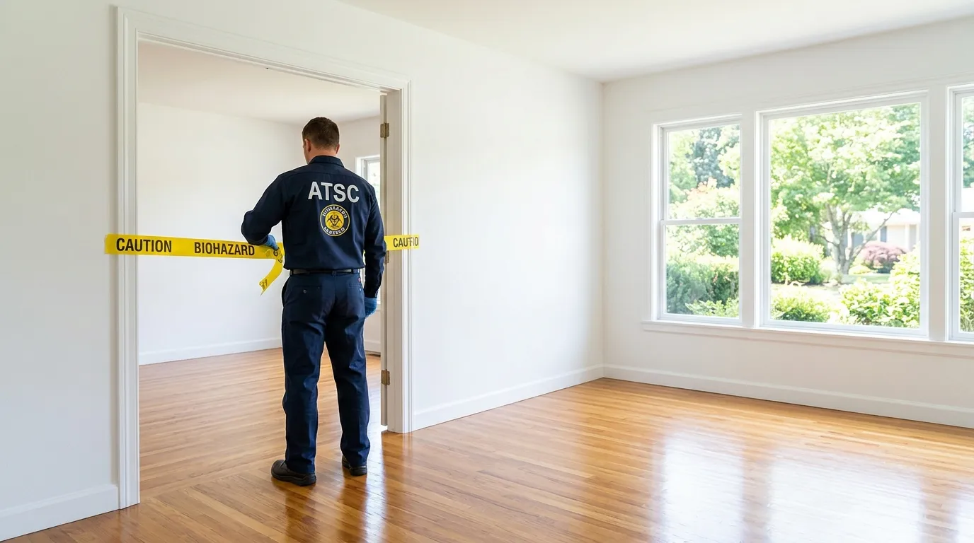 Certified biohazard cleanup crew performing Decomposition Cleanup in Jeffersontown